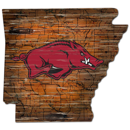Fan Creations 24" Sign Arkansas Distressed State With Logo Sign
