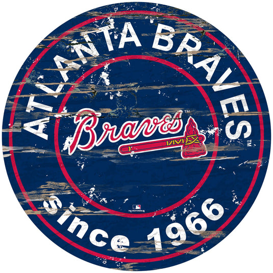 Atlanta Braves Distressed 24 Round Sign – Fan Creations GA