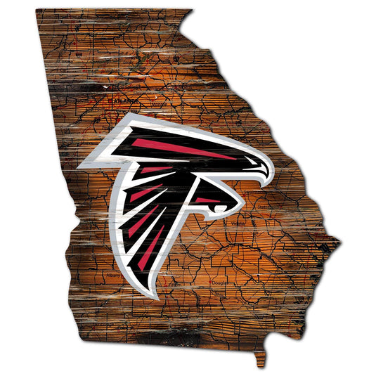 Fan Creations 24" Sign Atlanta Falcons Distressed State With Logo Sign