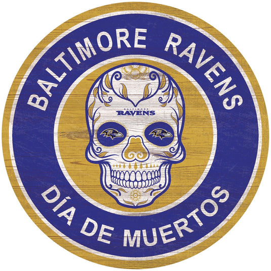 Fan Creations Holiday Home Decor Baltimore Ravens Sugar Skull Circle
