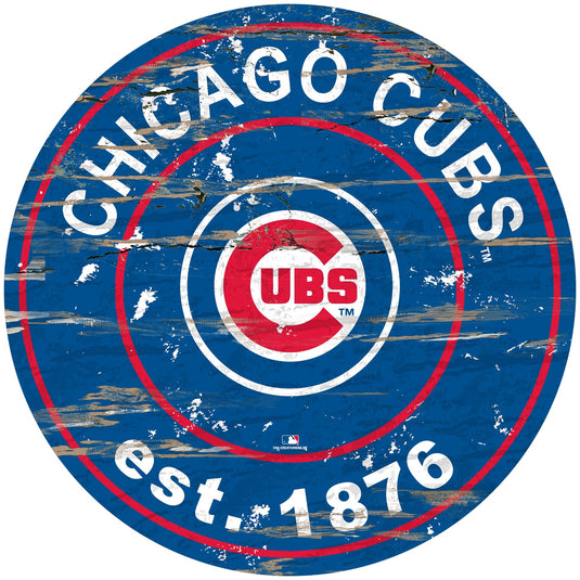 Fan Creations 24" Wall Art Chicago Cubs Distressed 24" Round Sign