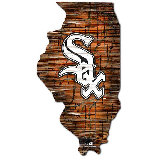 Fan Creations 24" Sign Chicago White Sox Distressed State With Logo Sign