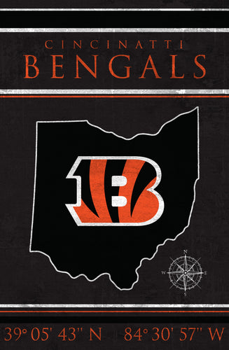 Fan Creations Home Decor Cincinnati Bengals   Coordinates 17x26
