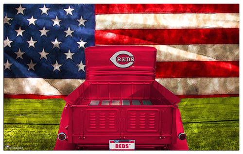 Fan Creations Home Decor Cincinnati Reds  Patriotic Retro Truck 11x19