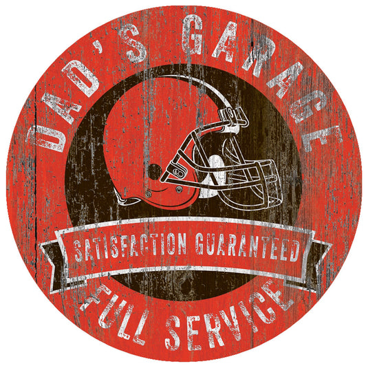 Fan Creations 12" Circle Cleveland Browns Dad's Garage Sign