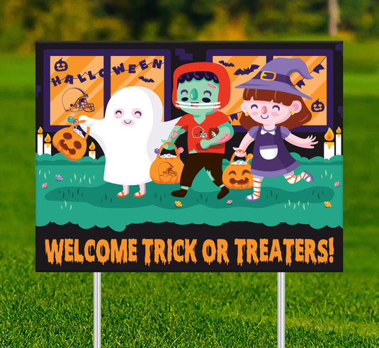 Fan Creations Yard Sign Cleveland Browns Welcome Trick or Treaters Yard Sign