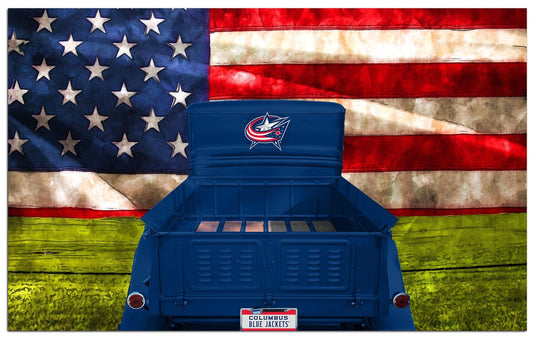 Fan Creations Home Decor Columbus Blue Jackets  Patriotic Retro Truck 11x19
