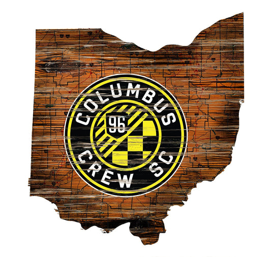 Fan Creations 24" Sign Columbus Crew SC Distressed State With Logo Sign