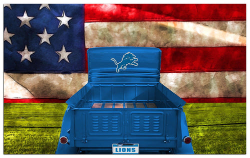 Fan Creations Home Decor Detroit Lions  Patriotic Retro Truck 11x19