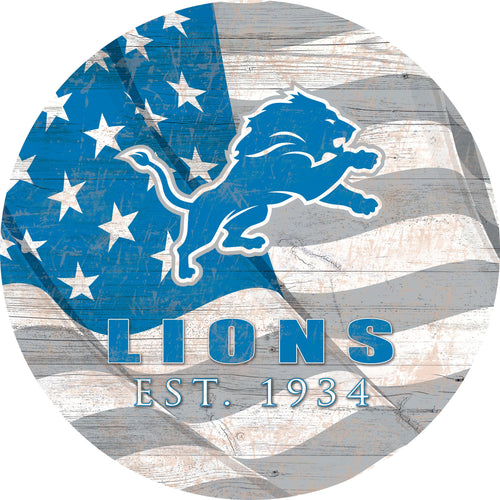 Fan Creations Home Decor Detroit Lions Team Color Flag Circle