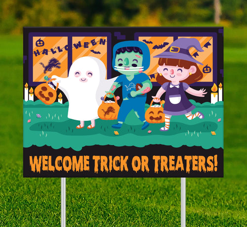 Fan Creations Yard Sign Detroit Lions Welcome Trick or Treaters Yard Sign