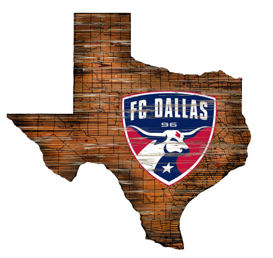 Fan Creations 24" Sign FC Dallas Distressed State With Logo Sign