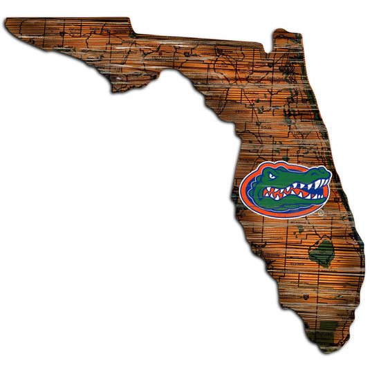Fan Creations 24" Sign Florida Distressed State With Logo Sign