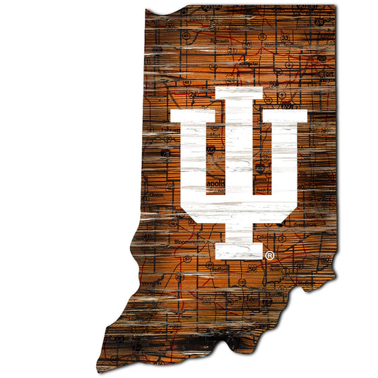 Fan Creations 24" Sign Indiana Distressed State With Logo Sign
