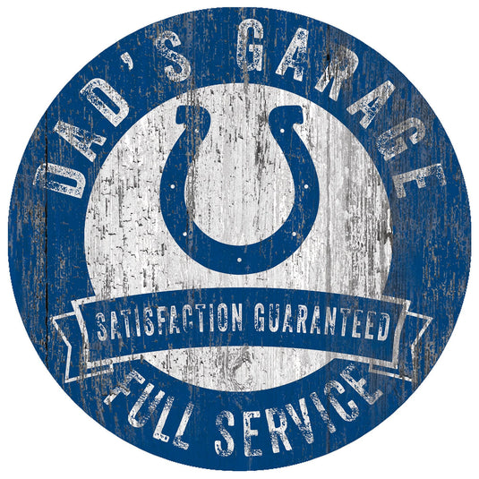 Fan Creations 12" Circle Indianapolis Colts Dad's Garage Sign