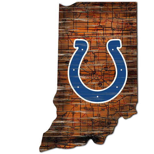 Fan Creations 24" Sign Indianapolis Colts Distressed State With Logo Sign