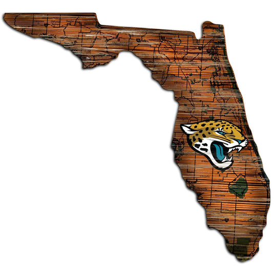 Fan Creations 24" Sign Jacksonville Jaguars Distressed State With Logo Sign