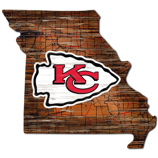 Fan Creations 24" Sign Kansas City Chiefs Distressed State With Logo Sign