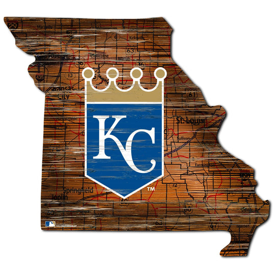 Fan Creations 24" Sign Kansas City Royals Distressed State With Logo Sign