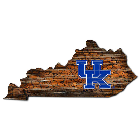 Fan Creations 24" Sign Kentucky Distressed State With Logo Sign