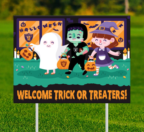Fan Creations Yard Sign Las Vegas Raiders Welcome Trick or Treaters Yard Sign