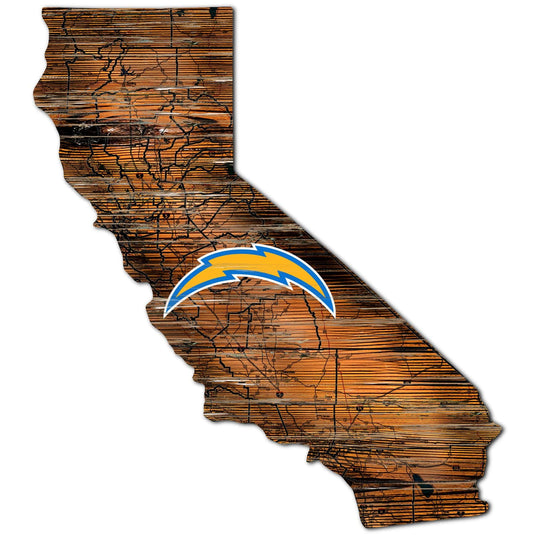 Fan Creations 24" Sign Los Angeles Chargers Distressed State With Logo Sign