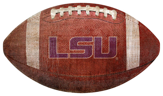 Fan Creations Wall Decor LSU 12in Football Shaped Sign