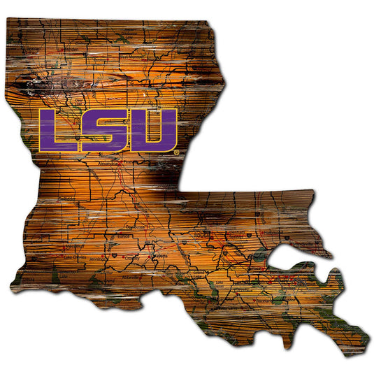 Fan Creations 24" Sign LSU Distressed State With Logo Sign