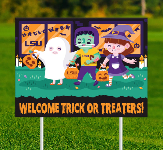 Fan Creations Yard sign LSU Welcome Trick or Treaters Yard Sign