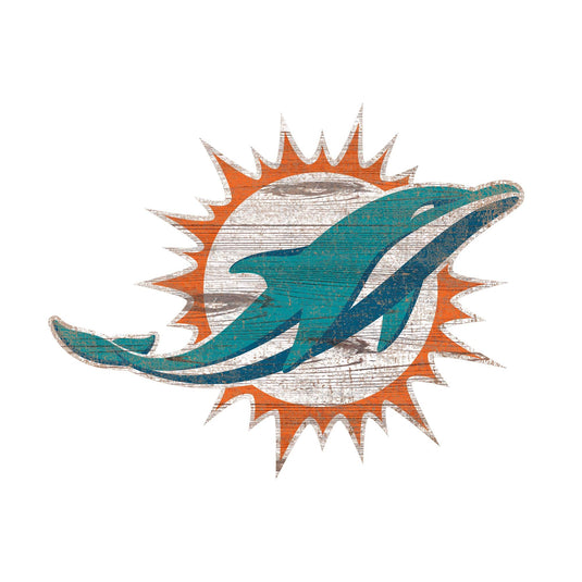 Fan Creations 24" Signs Miami Dolphins Distressed Logo Cutout Sign