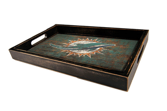 Fan Creations Home Decor Miami Dolphins  Distressed Team Tray With Team Colors