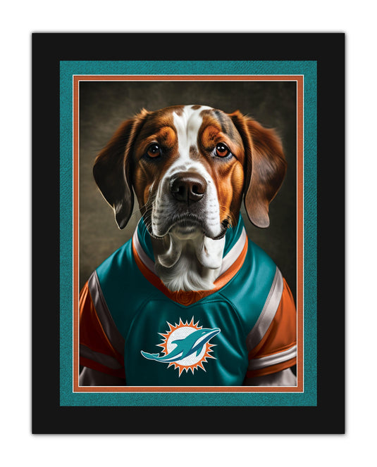 Fan Creations Wall Art Miami Dolphins Dog in Team Jersey 12x16