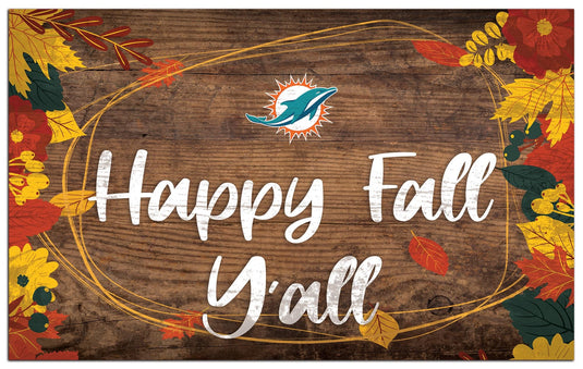 Fan Creations Holiday Home Decor Miami Dolphins Happy Fall Yall 11x19