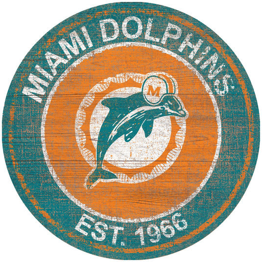 Fan Creations Home Decor Miami Dolphins Heritage Logo Round
