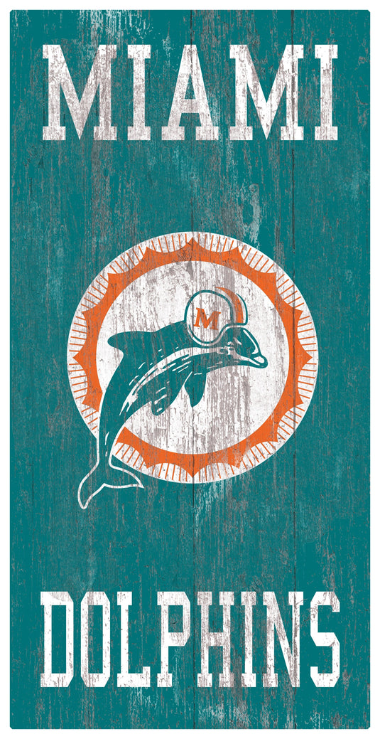 Fan Creations Home Decor Miami Dolphins Heritage Logo W/ Team Name 6x12