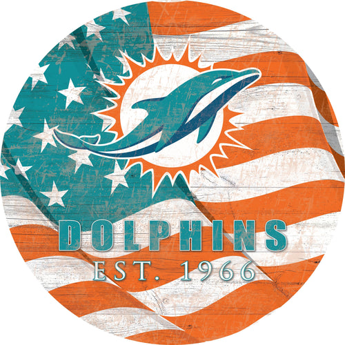 Fan Creations Home Decor Miami Dolphins Team Color Flag Circle