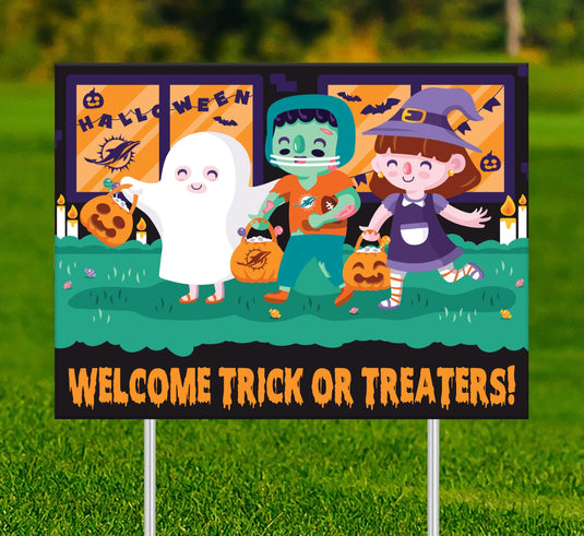 Fan Creations Yard Sign Miami Dolphins Welcome Trick or Treaters Yard Sign