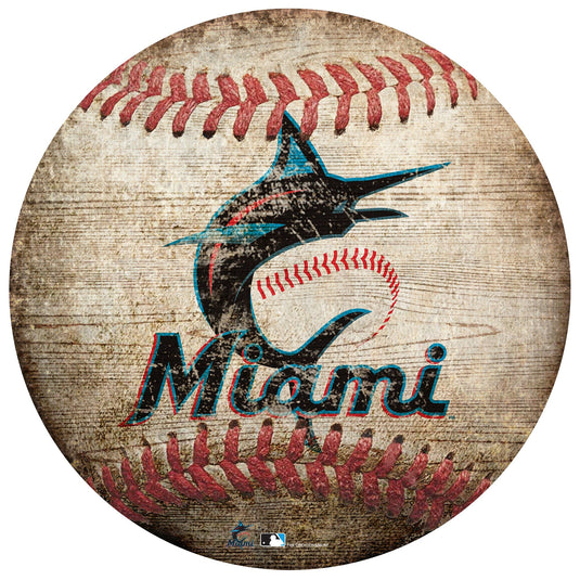 Fan Creations Wall Decor Miami Marlins 12in Baseball Shaped Sign