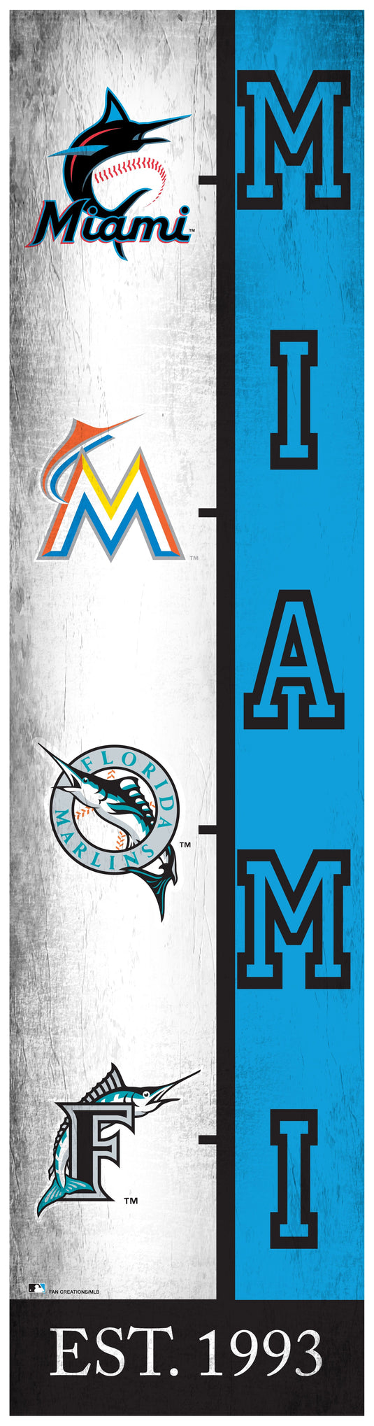 Fan Creations Home decor Miami Marlins Team Logo Progression 6x24