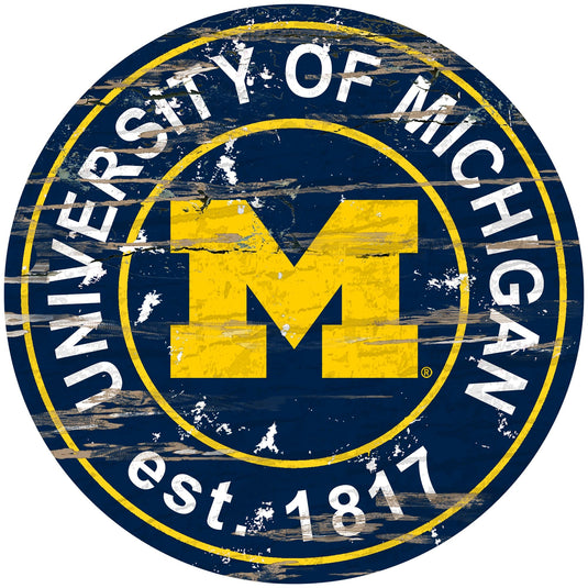 Fan Creations 24" Wall Art Michigan Distressed 24" Round Sign