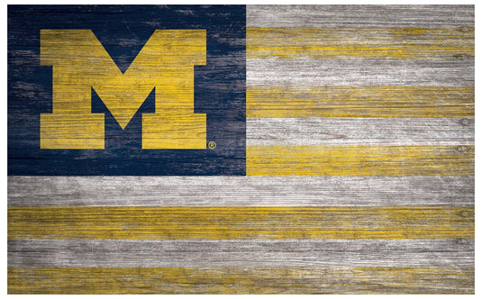 Fan Creations Home Decor Michigan   Distressed Flag 11x19