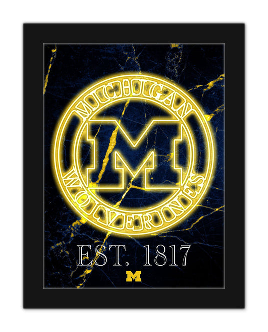 Fan Creations Wall Decor Michigan Neon Circle Logo 12x16