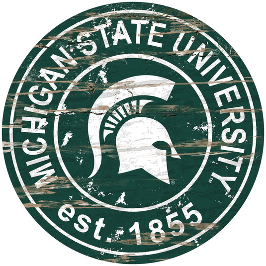 Fan Creations 24" Wall Art Michigan State Distressed 24" Round Sign