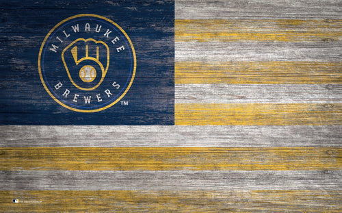 Fan Creations Home Decor Milwaukee Brewers   Distressed Flag 11x19