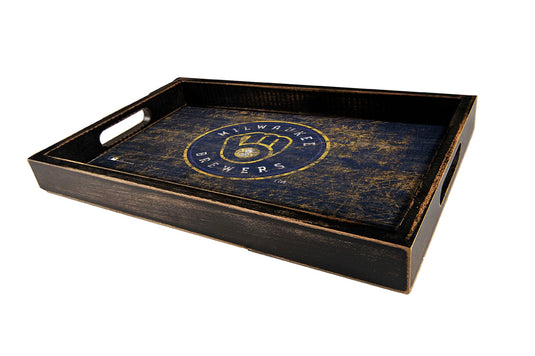Fan Creations Home Decor Milwaukee Brewers  Distressed Team Tray With Team Colors