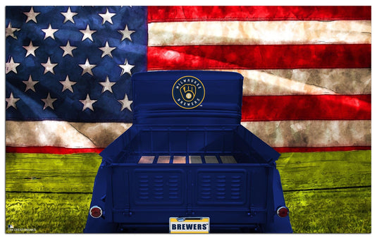 Fan Creations Home Decor Milwaukee Brewers  Patriotic Retro Truck 11x19