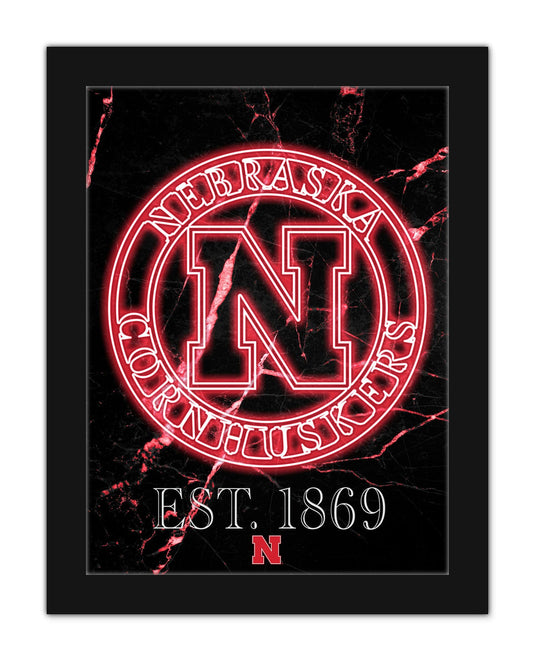 Fan Creations Wall Decor Nebraska Neon Circle Logo 12x16