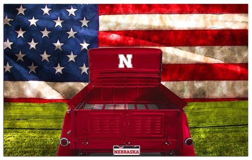 Fan Creations Home Decor Nebraska  Patriotic Retro Truck 11x19