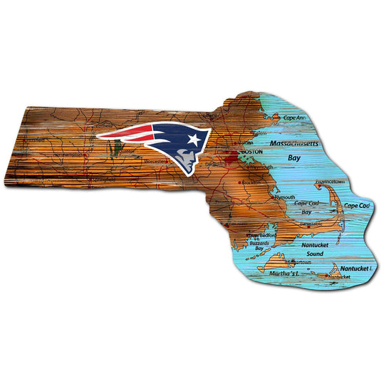 Fan Creations 24" Sign New England Patriots Distressed State With Logo Sign
