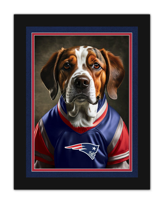 New England Patriots Dog in Team Jersey 12x16 – Fan Creations GA